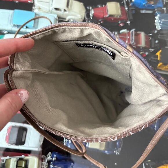 Maruca Handmade Crossbody Bag Purse Funky Crackle Earthy Boho Print - Picture 5 of 5